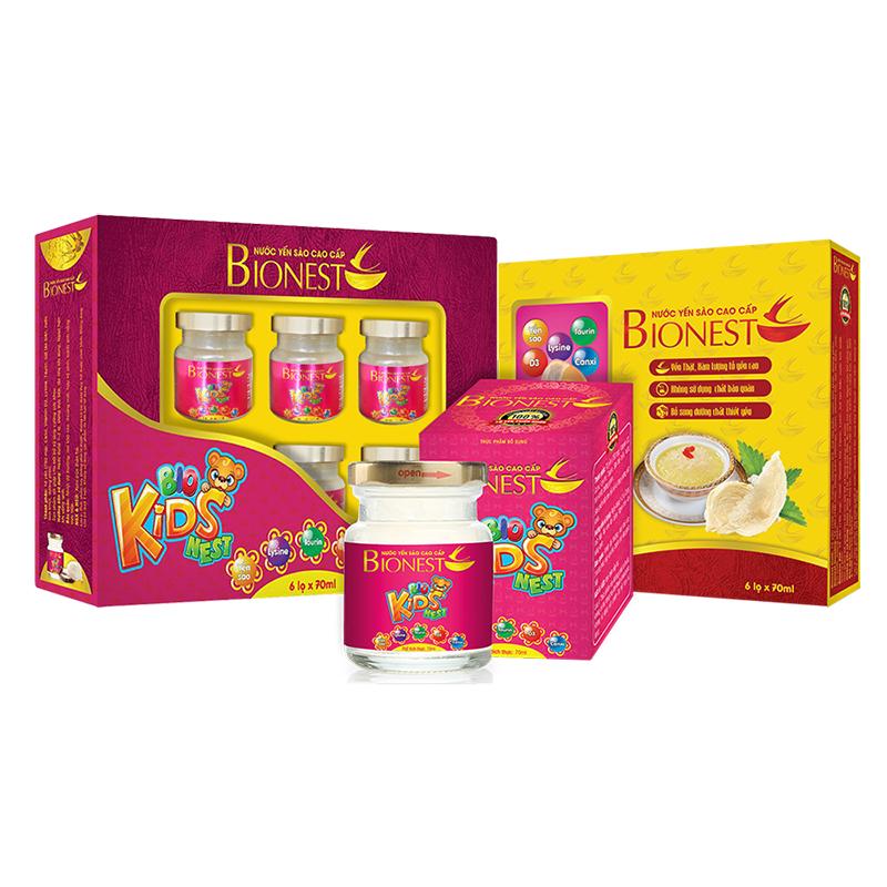 [HCM]Yến sào Bionest Kids cao cấp dành cho bé biếng ăn - hộp quà 6 lọ
