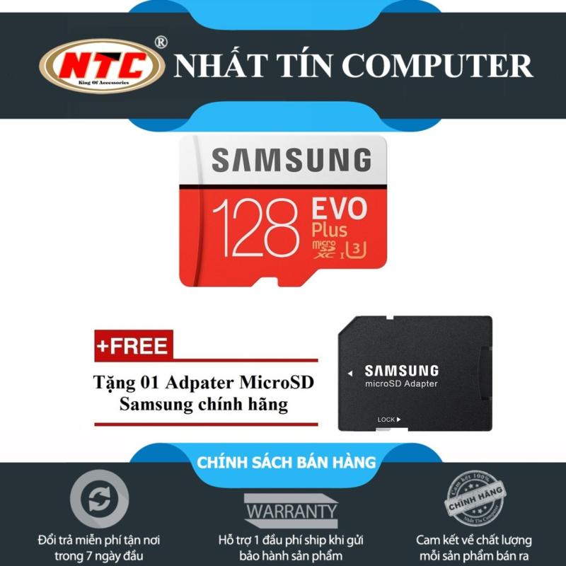 Thẻ nhớ MicroSDXC Samsung Evo Plus 128GB UHS-I U3 100MB/s - Model 2017 (Đỏ) + Tặng MicroSD Adapter Samsung