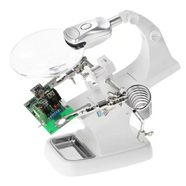 Kính lúp soi kẹp hàn mạch điện tử có đèn led 3X 4.5X