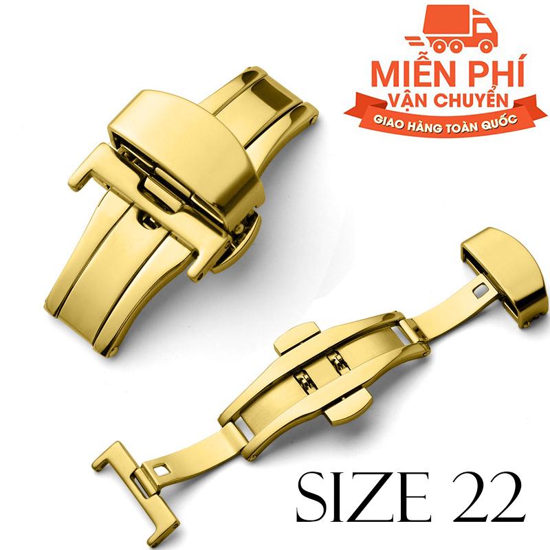 Khóa bướm thép không gỉ dùng cho dây da SIZE 22mm (vàng)