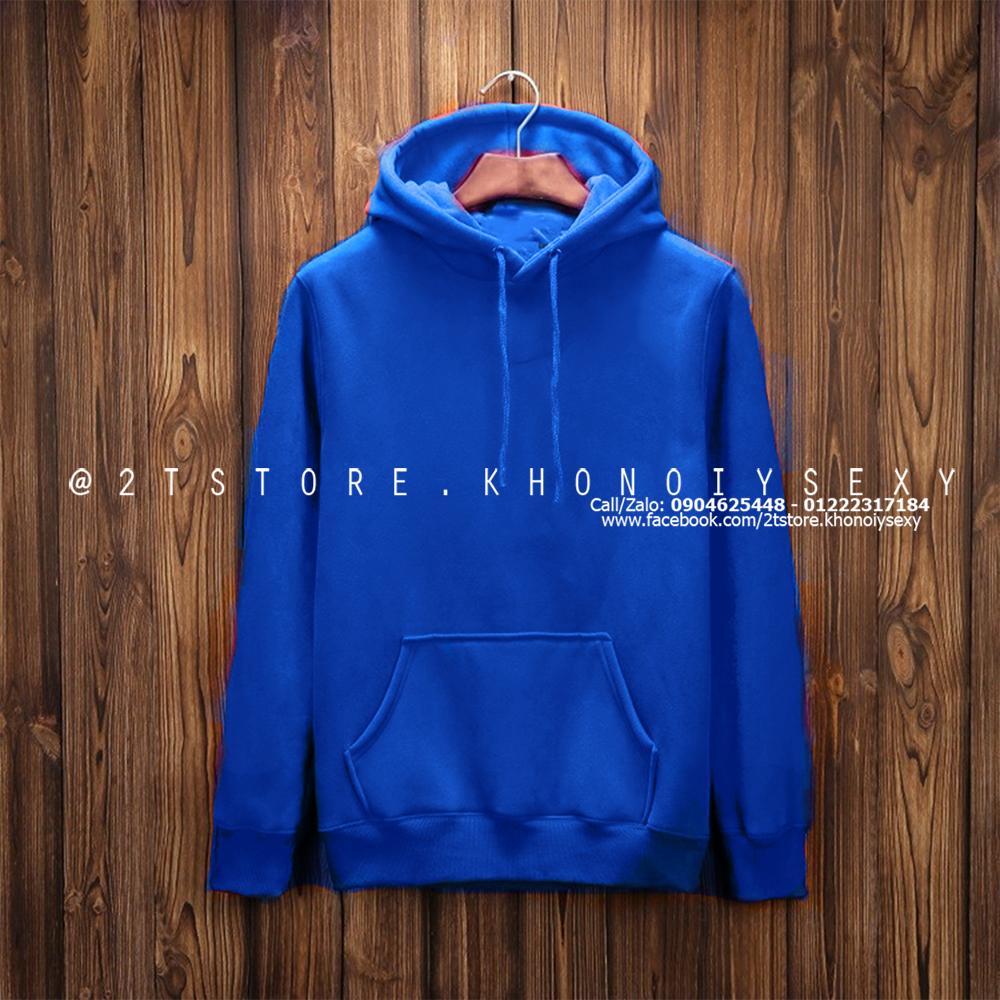 2T STORE ÁO KHOÁC HOODIE NỈ CÓ NÓN TRƠN MÀU XANH DƯƠNG 2TAKN08001-2.jpg