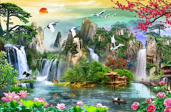 Tranh dán tường 3D VTC Sơn thủy hữu tình NewTM-001 KT 200 x 125 cm