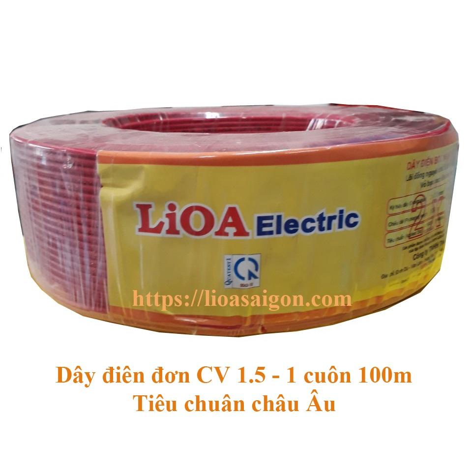 Cuộn 100m dây điện đơn lioa tiết diện 1.5mm2 cv1.5 100% đồng - tiêu chuẩn châu âu