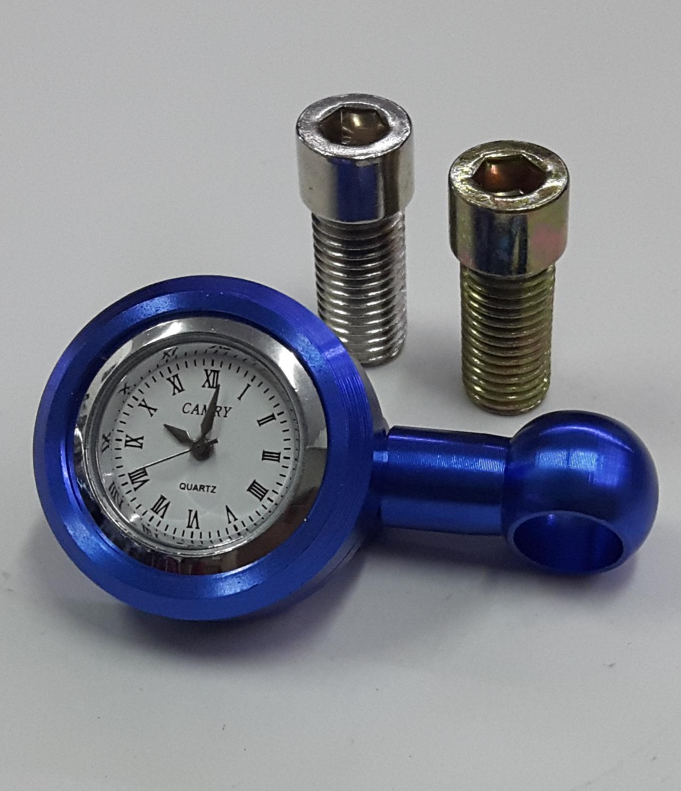 Đồng hồ chân gương xe máy Rizoma Màu xanh + Tặng 1 ốc ren thuận và 1 ốc ren ngược 10 mm