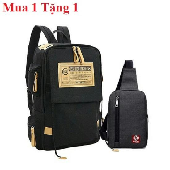 Combo mua 1 tặng 1: balo thái cao cấp + túi đeo chéo hr008 đen-hr147 đen..