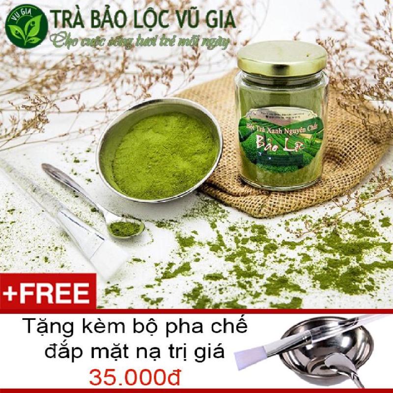 Bột Trà Xanh Nguyên Chất Bảo Lộc 100g + Tặng bộ đắp mặt nạ inox nhập khẩu
