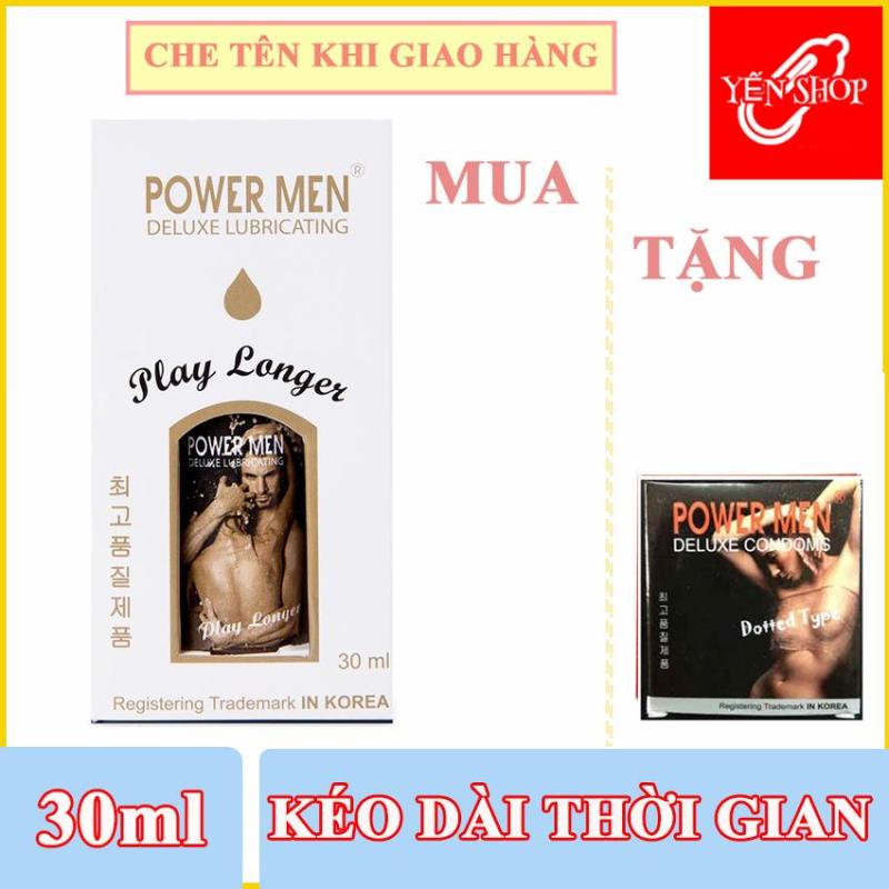Gel bôi trơn kéo dài thời gian quan hệ Powermen Play Longer 30ml Tặng hộp bao cao su 3c có gai (YSGBT)(Xịt)
