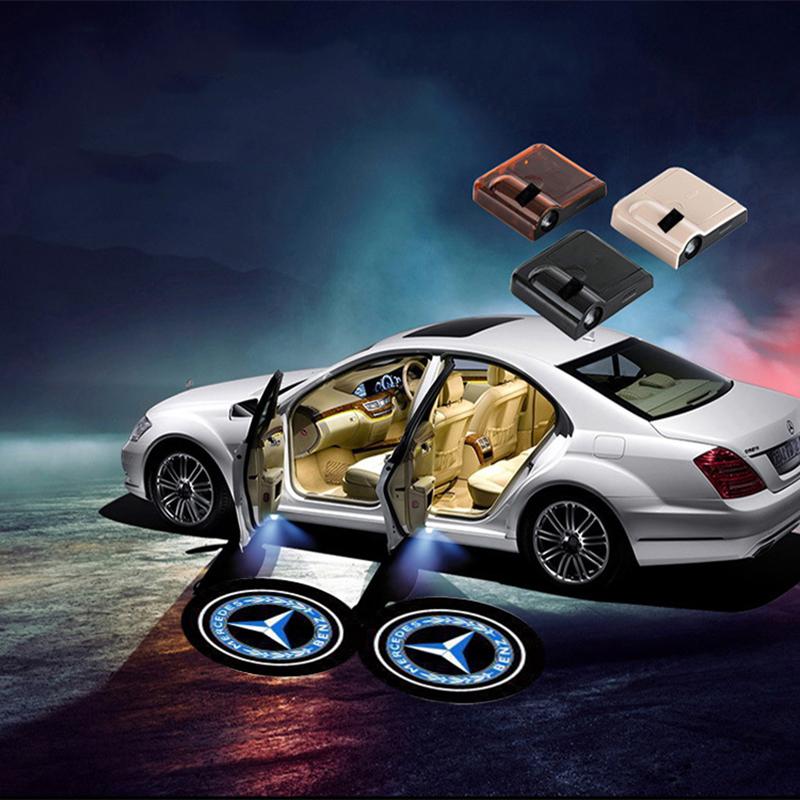 Bộ đôi đèn chiếu xe ô tô logo m-e-r-c-e-d-e-s