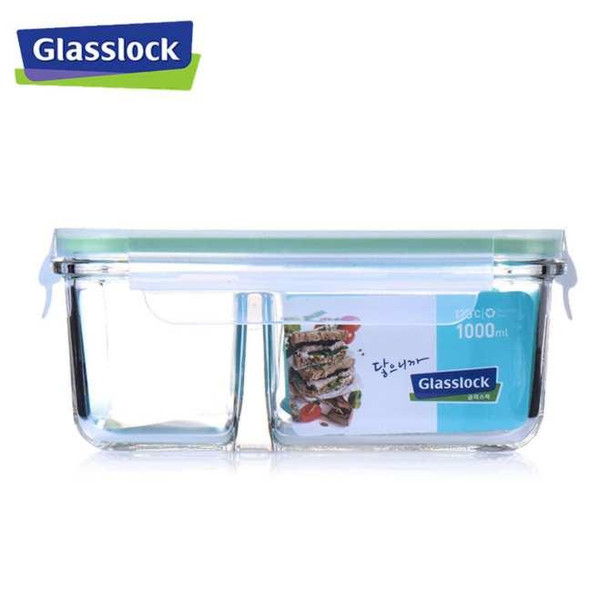 Hộp thủy tinh chịu lực, chia 2 ngăn Glasslock 1000ml