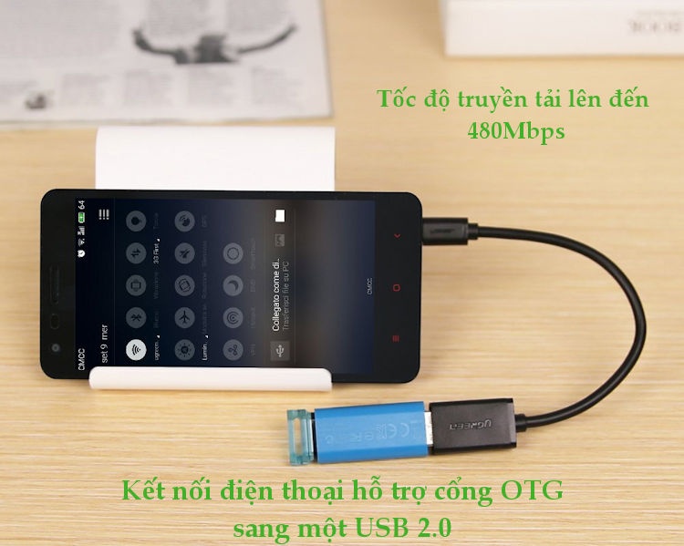 Dây Micro USB 2.0 OTG dạng tròn dài 12cm UGREEN US133 Dây Micro USB 2.0 OTG dạng tròn dài 12cm UGREEN US133