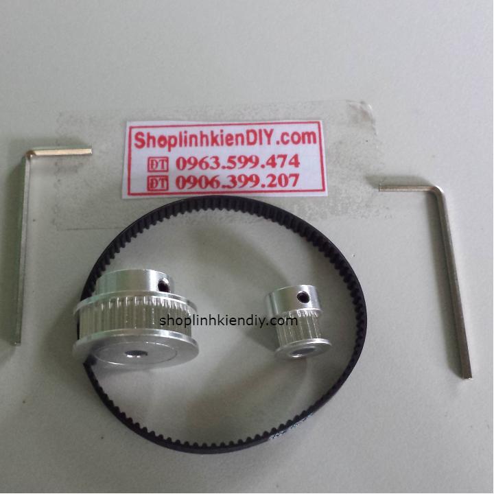 Bộ buli 16 - 40 răng lỗ 5mm và dây đai