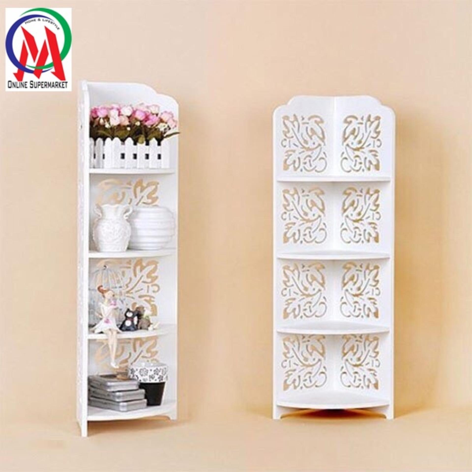 Kệ góc 4 tầng hoa văn gỗ