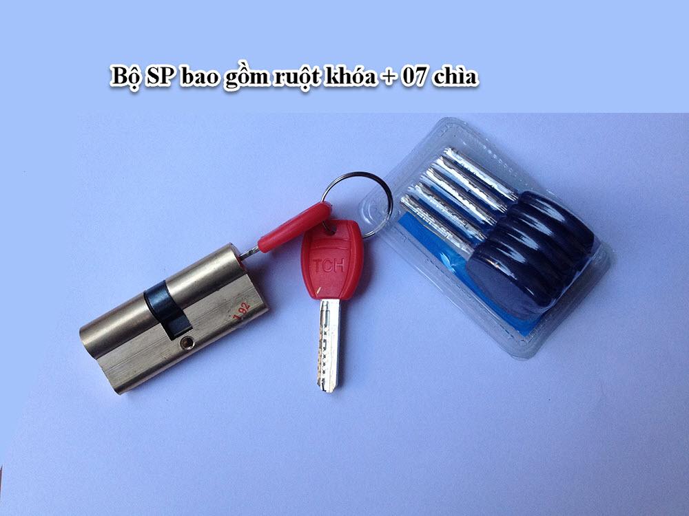 Ruột khóa cửa 2 đầu dùng chìa khóa, 8 bi khóa,  kích thước thông dụng 70 mm