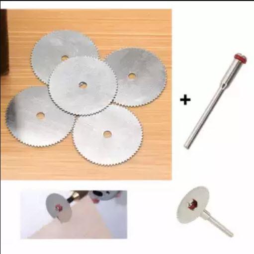 Bộ 6 dĩa cắt siêu mỏng bằng thép và 1 trục lắp cho khoan đa năng cầm tay mini