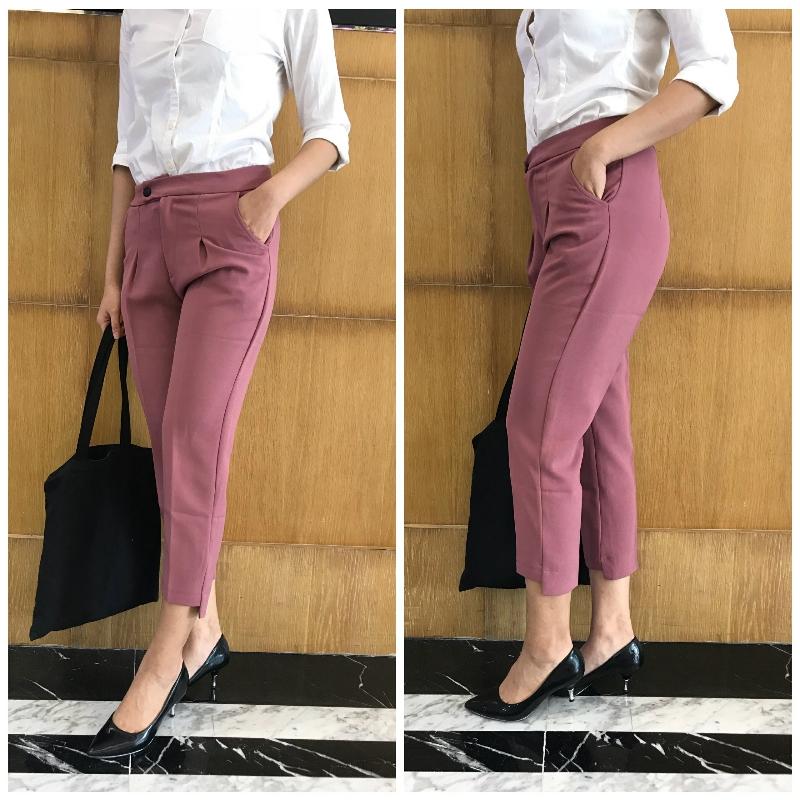 Quần Baggy Gấu Lệch màu Hồng