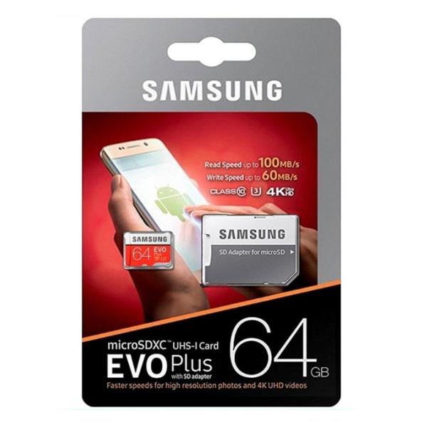 [TẶNG 10 BAO LÌ XÌ] Thẻ nhớ MicroSDXC Samsung Evo Plus 64GB U3 4K 100MB/s - box Anh kèm Adapter (Đỏ)
