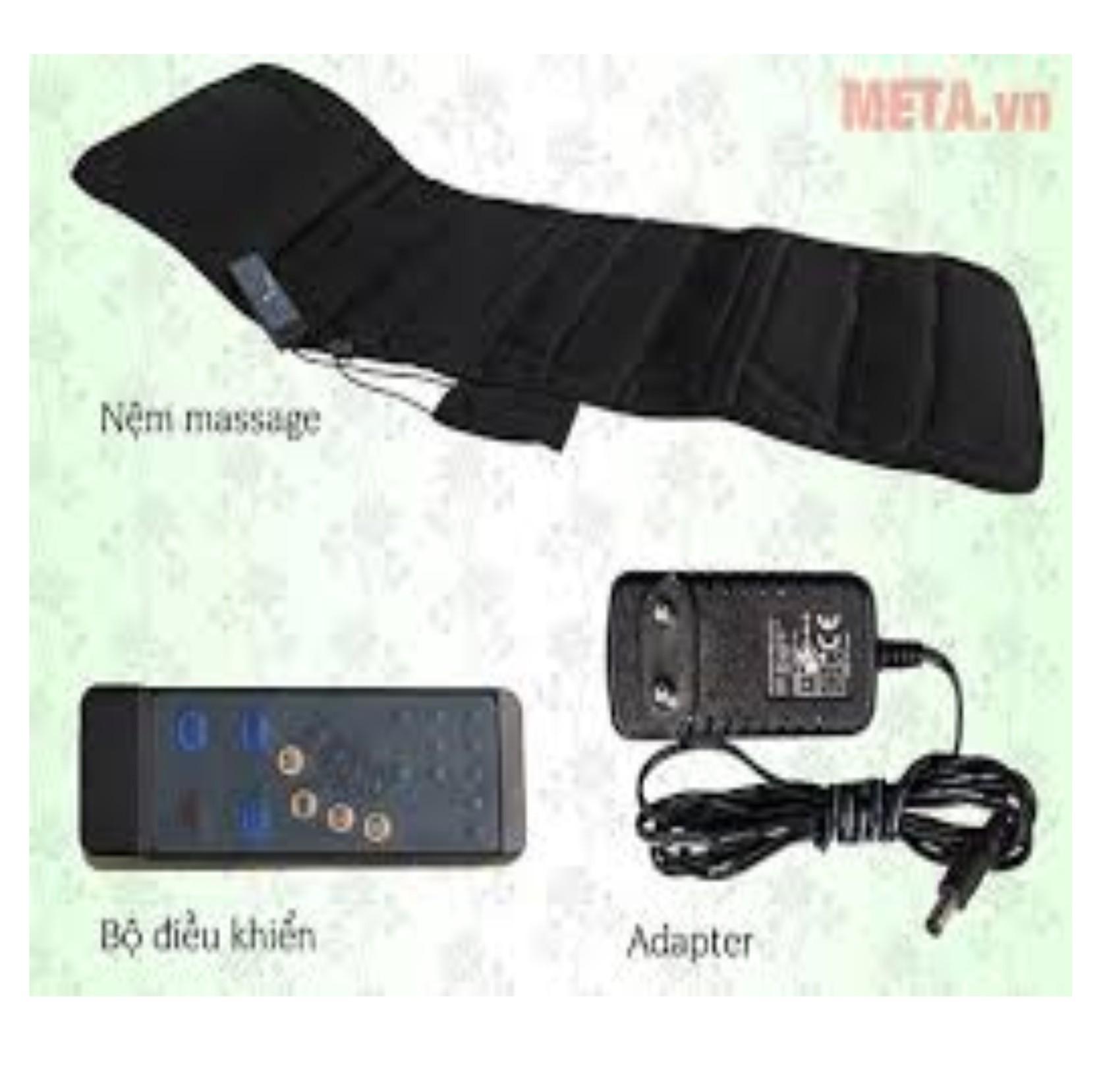 Nệm massage toàn thân 9 điểm 4 vùng cơ thể + điều khiển chế độ (Đen) Hàng chất lượng