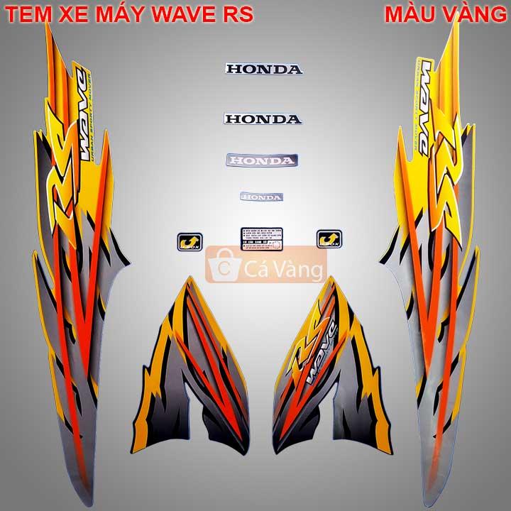 Tem dán xe máy wave rs loại tốt tem xịn - màu vàng