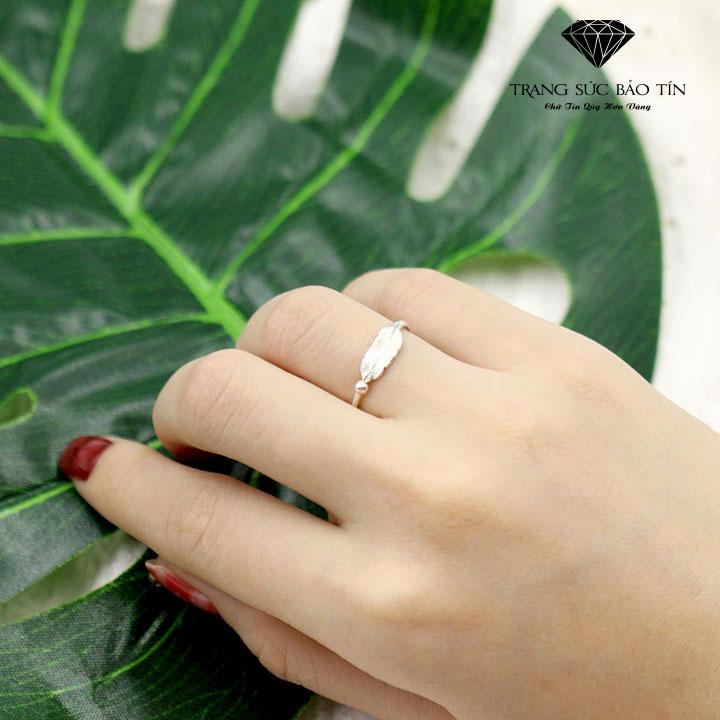 Nhẫn nữ, nhẫn đẹp, nhẫn bạc, nhẫn bạc nữ, nhẫn nữ lông vũ loại to chất liệu bạc ta cao cấp - bảo tín