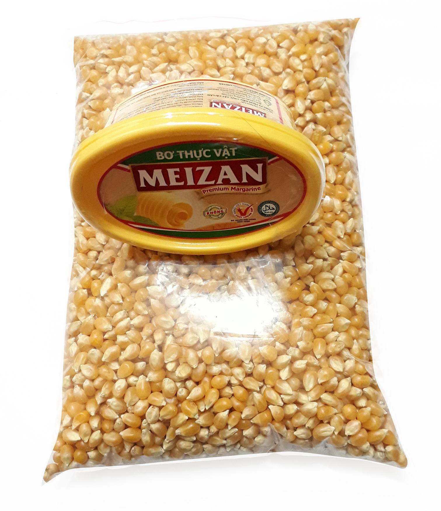 1kg Ngô Mỹ hiệu Ngôi Nhà Nhỏ + Bơ hộp 200g nổ bắp rang bơ tại nhà