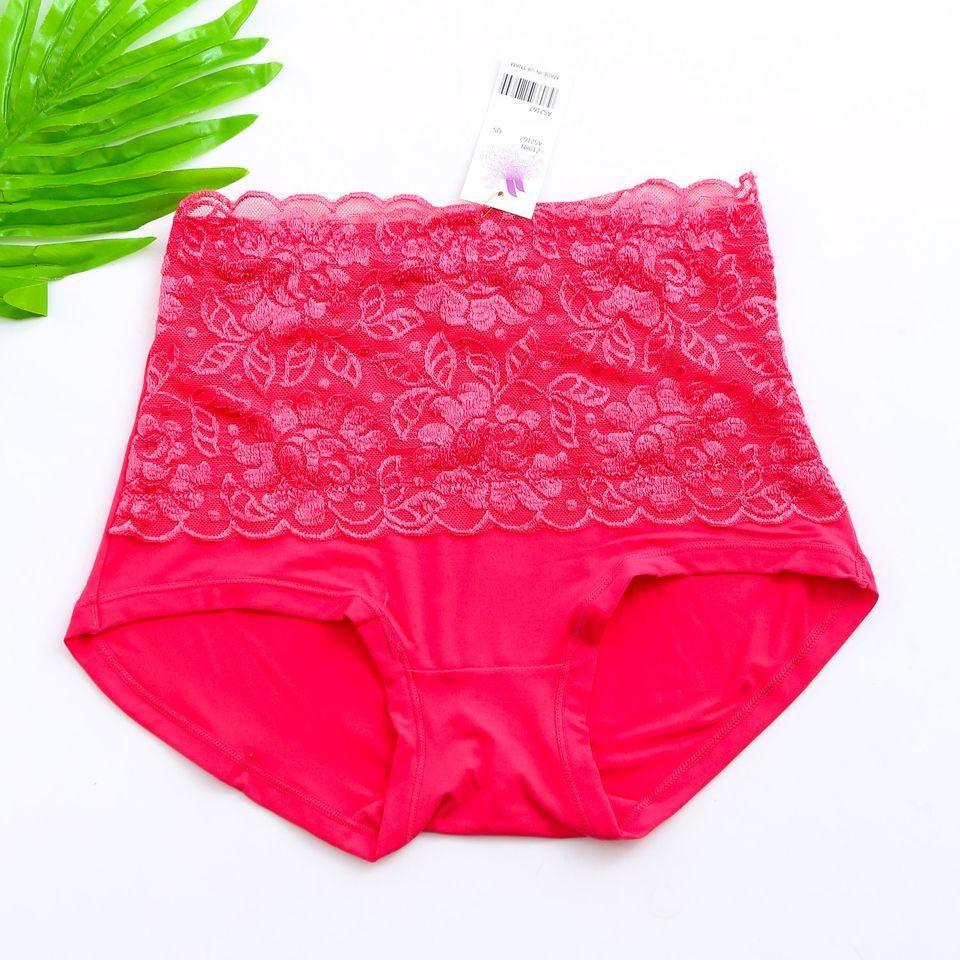 Quần lót cạp cao gen bụng chất cotton phối ren