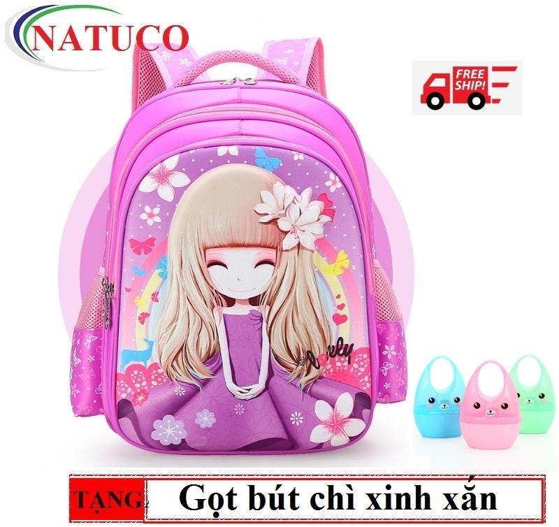 Ba lô học sinh cấp 1, cấp 2 hình nổi 3D xinh yêu cho bé gái + Tặng gọt bút chì màu ngẫu nhiên