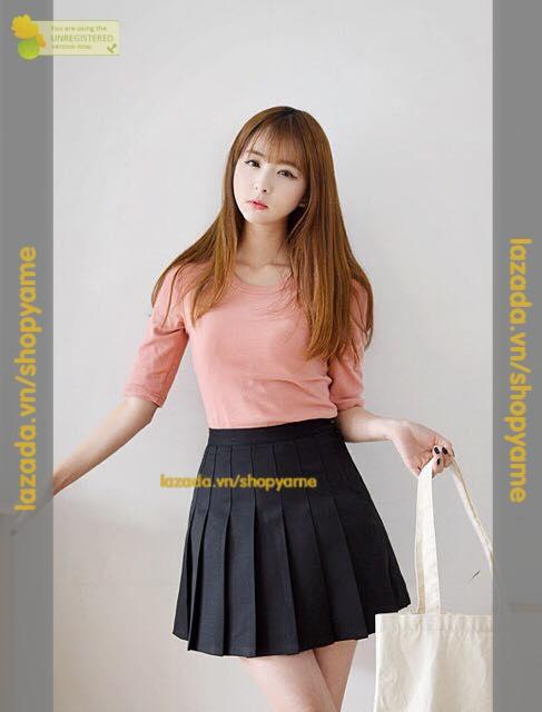 Chân váy tennis xếp ly đen thời trang yame