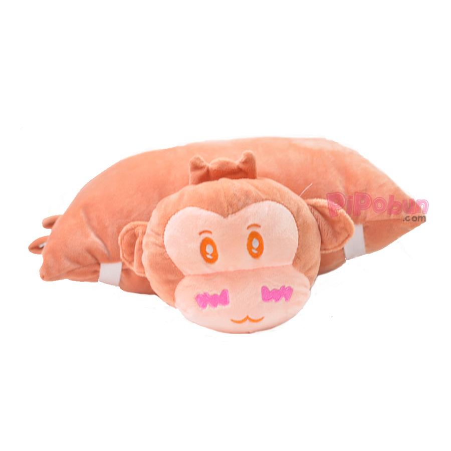 Gối đi xe máy 1 đầu cho bé - Khỉ - Màu nâu Pipobun - HappyLive Shop