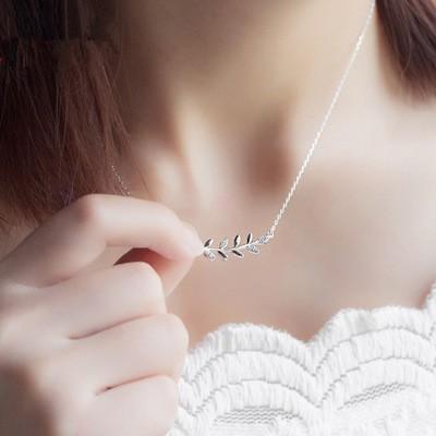 Dây chuyền bạc hình lá Hàn Quốc