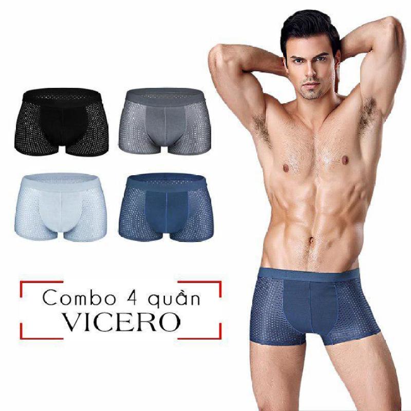 Nơi bán Quần sip xì đùi boxer Nam thông hơi thoáng khí cao cấp - Hộp 4 quần