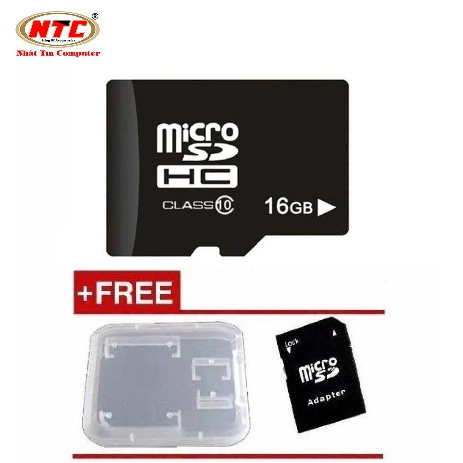 Thẻ nhớ MicroSDHC 16GB Class 10 (Đen) + Tặng kèm 01 hộp đựng thẻ và 01 adapter - Nhất Tín Computer