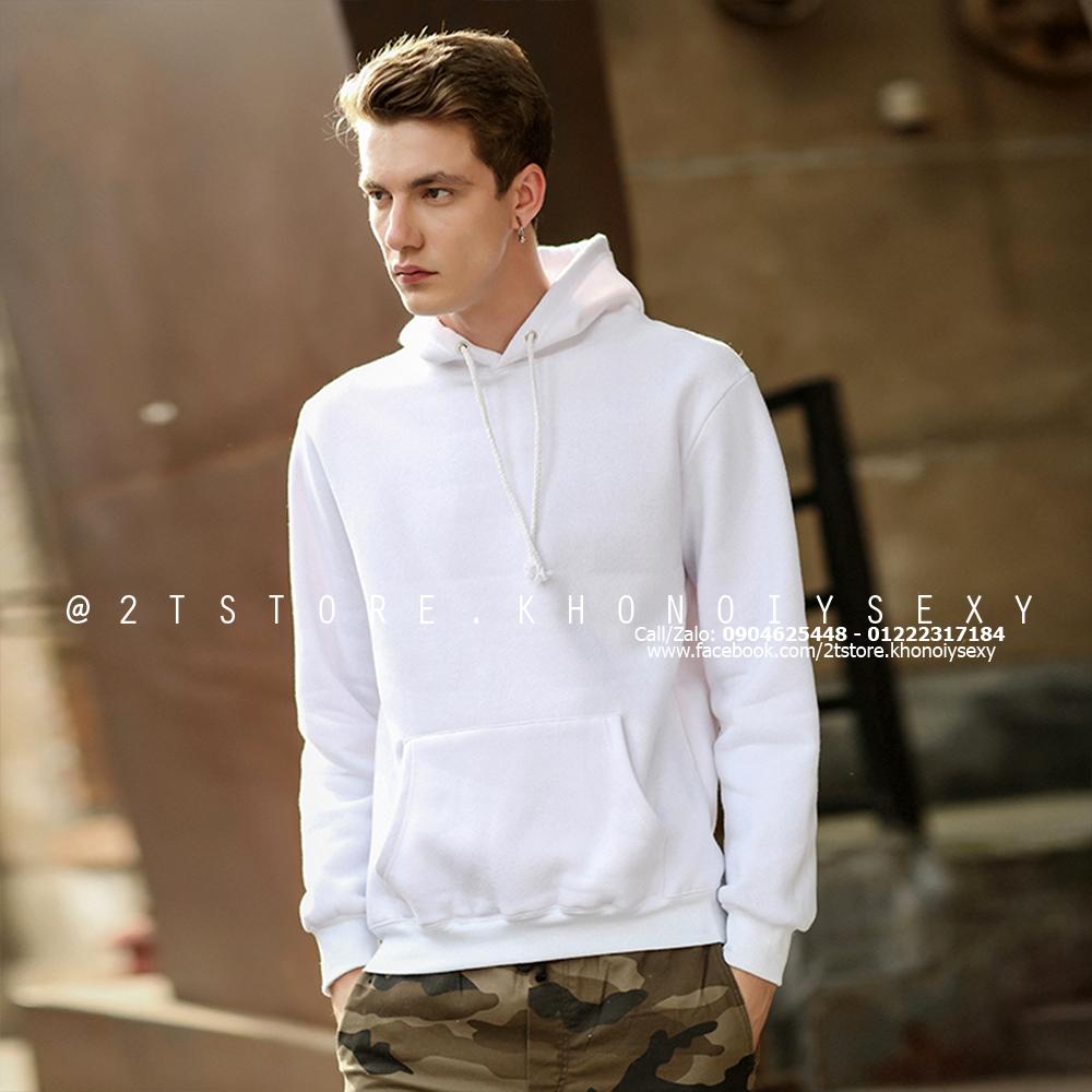 2T STORE ÁO KHOÁC HOODIE NỈ CÓ NÓN TRƠN MÀU TRẮNG 2TAKN08001-15.jpg