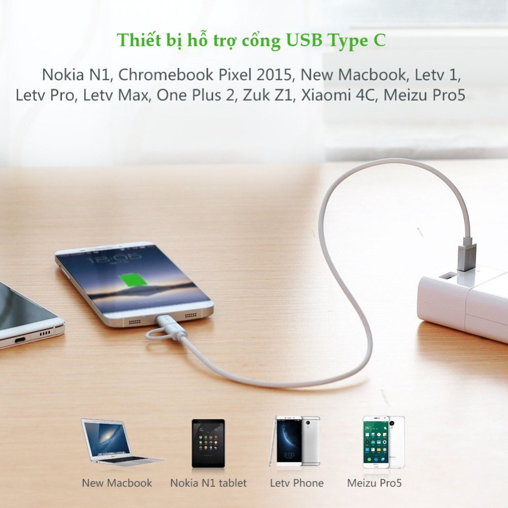 Dây sạc và truyền dữ liệu đa năng 2 trong 1 USB2.0 sang (Micro USB + đầu chuyển USB Type C) dài 0.25-2M UGREEN US177 Dây sạc và truyền dữ liệu đa năng 2 trong 1 USB2.0 sang (Micro USB + đầu chuyển USB Type C) dài 0.25-2M UGREEN US177