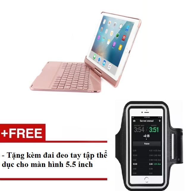 Bàn phím bluetooth xoay 360 độ for ipad air, air 2, ipad pro 9.7, new ipad 2017 tặng kèm đai đeo tập thể dục 5.5 inch.