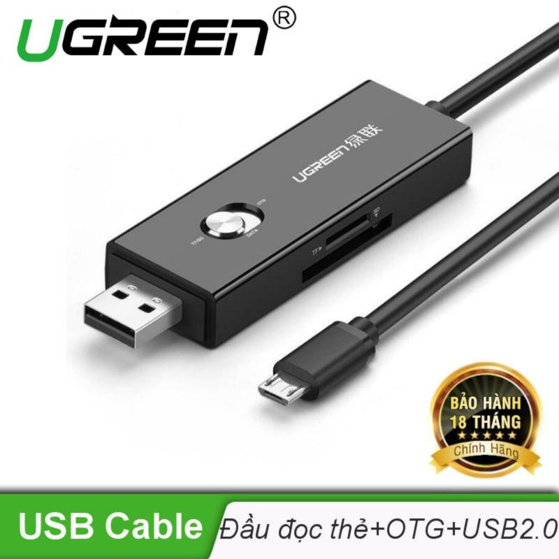 Dây Micro USB sang USB 2.0 hỗ trợ 3 chức năng trong 1 (Đọc thẻ SD/TF - Sạc và truyền dữ liệu - OTG) UGREEN 30518 - Hãng phân phối chính thức