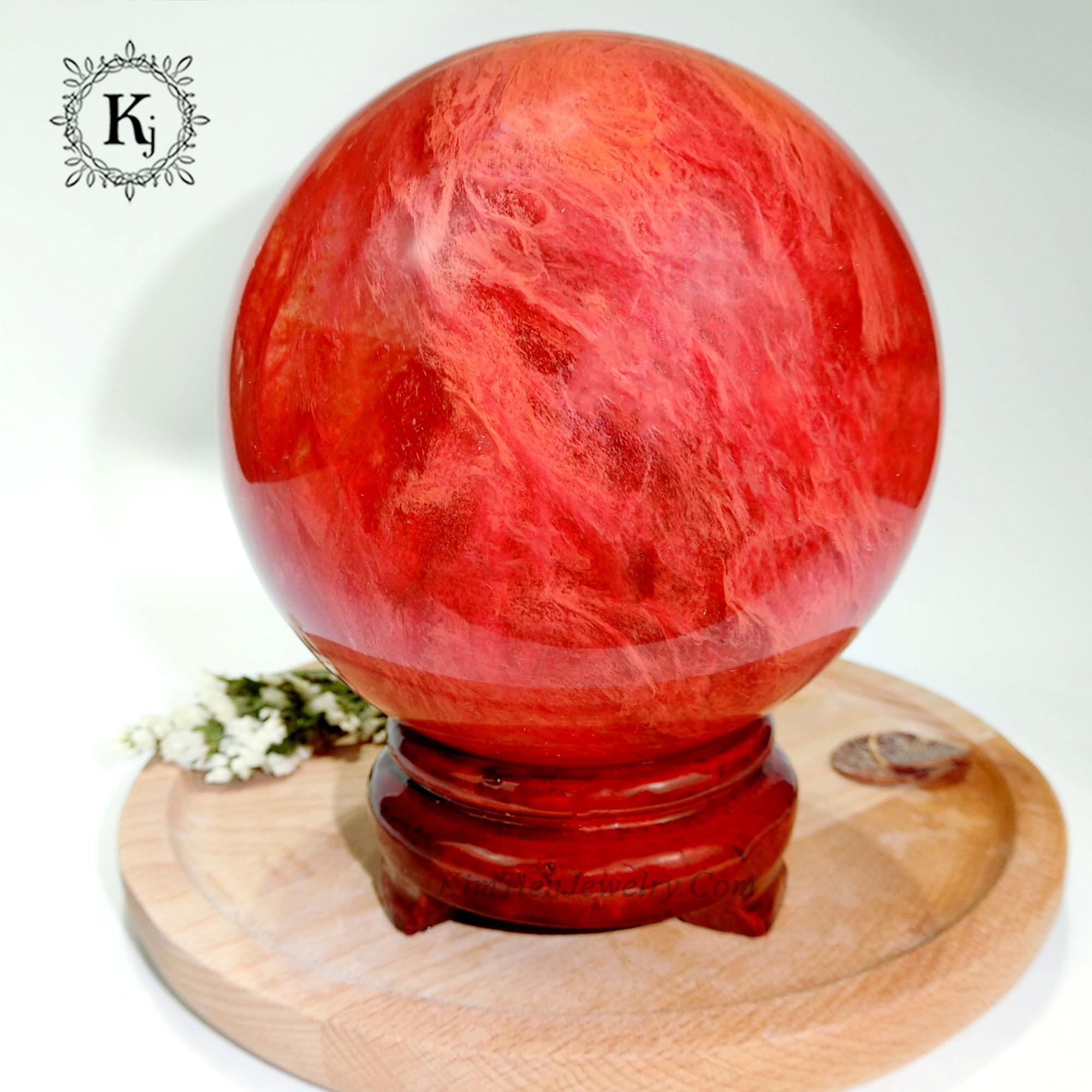 Quả Cầu Phong Thủy Đá Núi Lửa - Hợp Mạng Hỏa , Thổ - Xoay Chuyển Vận Thế - Tặng Kèm Chân Đế - ( Có Đường Kính 08 cm, 10 cm, 12 cm )