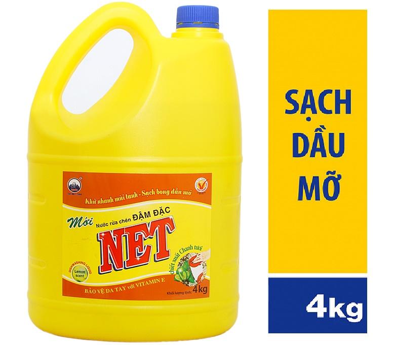Nước rửa chén NET Đậm đặc Vitamin E hương Chanh tươi can 4kg Gia Phát Trade