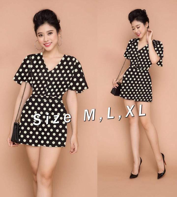Jumpsuit - Đồ bay ngắn chấm bi tay ngắn cánh dơi xinh xắn - AV5564