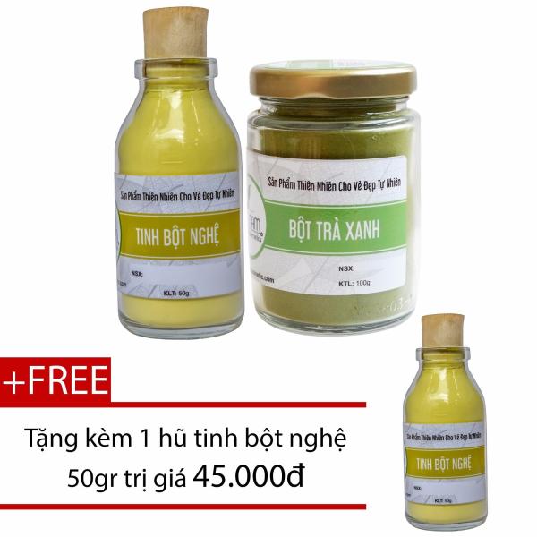 Bột Trà Xanh 100g + Tinh Bột Nghệ 50g Bảo Nam - Chăm Sóc Da Mặt + Tặng Tinh Bột Nghệ 50g nhập khẩu