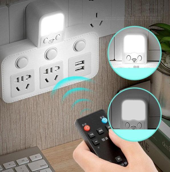 Bảng giá Ổ cắm điện thông minh 2 ổ cắm và 2 ổ cắm sạc USB kiêm đèn ngủ LED chống sét cao cấp có remote điều khiển từ xa 2019 (chân cắm 2 chấu)