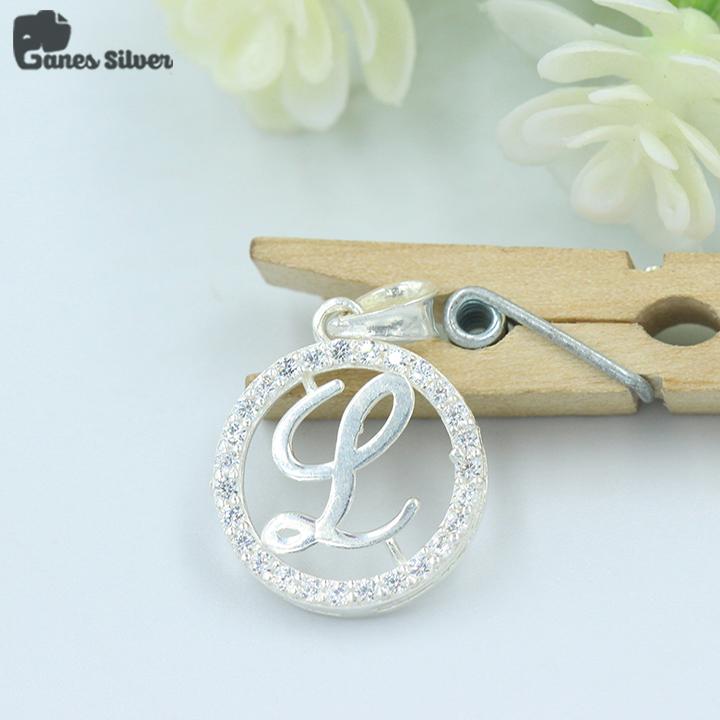 Mặt dây chuyền nữ, mặt dây chuyền bạc nữ, mặt dây chuyền bạc nữ cao cấp, mặt dây chuyền bạc nữ chữ l cách điệu chất liệu bạc ta cao cấp – ganes silver