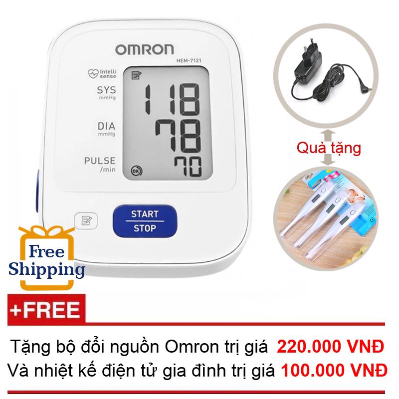 Máy Đo Huyết Áp Bắp Tay Omron Hem-7121 + Tặng Bộ Đổi Nguồn Và Nhiệt Kế Điện Tử Gia Đình (OEM)