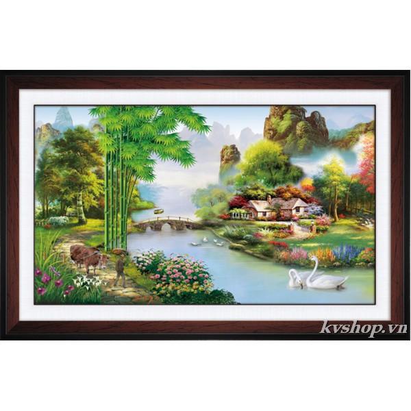 Tranh đính đá phong cảnh - kt : 80*50 cm