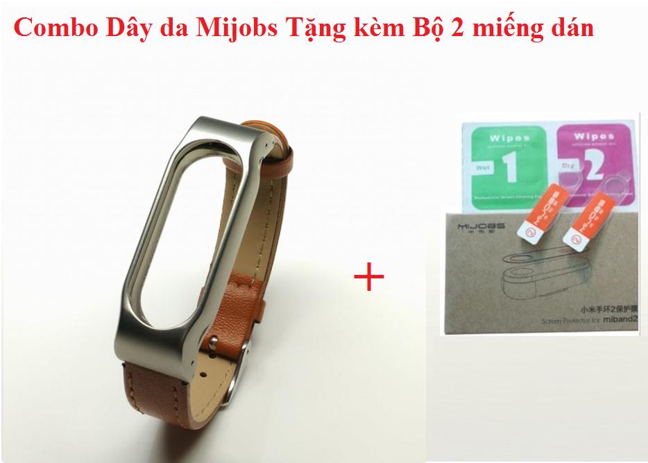 Dây đeo Da Mijobs thay thế dành cho Miband 2 Tặng bộ 2 miếng dán màn hình
