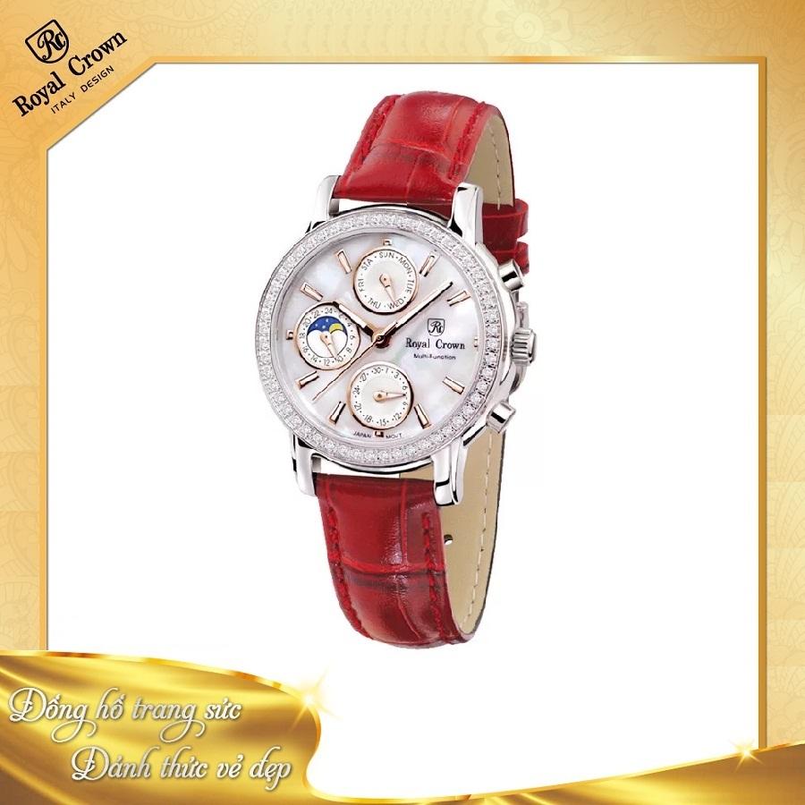 Đồng hồ nữ chính hãng Royal Crown Italy 6420 dây da đỏ