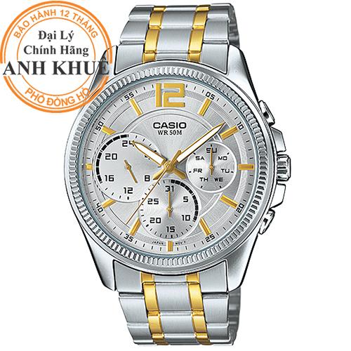 Đồng hồ nam dây kim loại casio anh khuê mtp-e305sg-9avdf