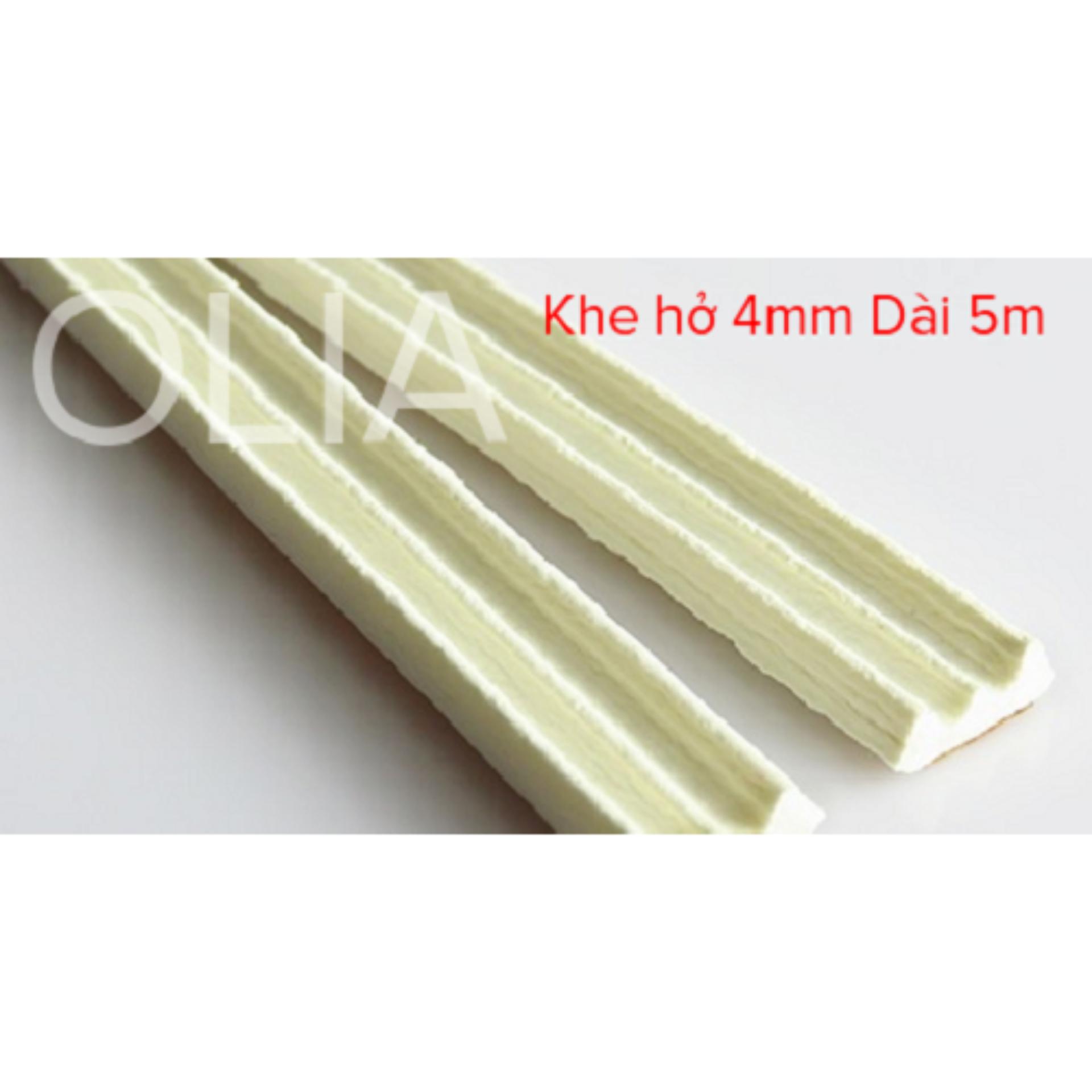 5m-Khe hở 4mm-Ron Cao Su Dán Khe Hở Cửa ngăn Bụi, Muỗi Giảm Âm-TRẮNG- Gioăng dán cửa cao su OLIA