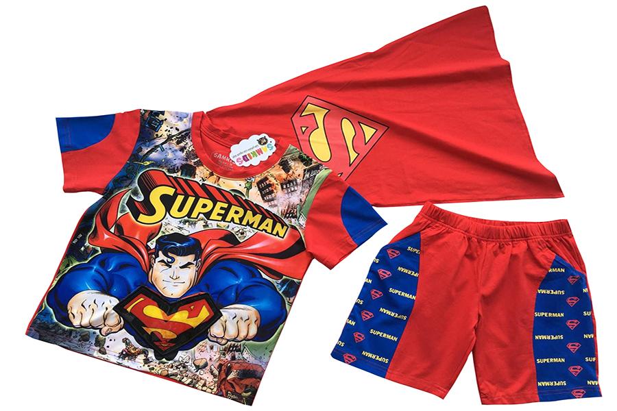 Bộ quần áo super man đèn led cảm ứng vận động kèm choàng