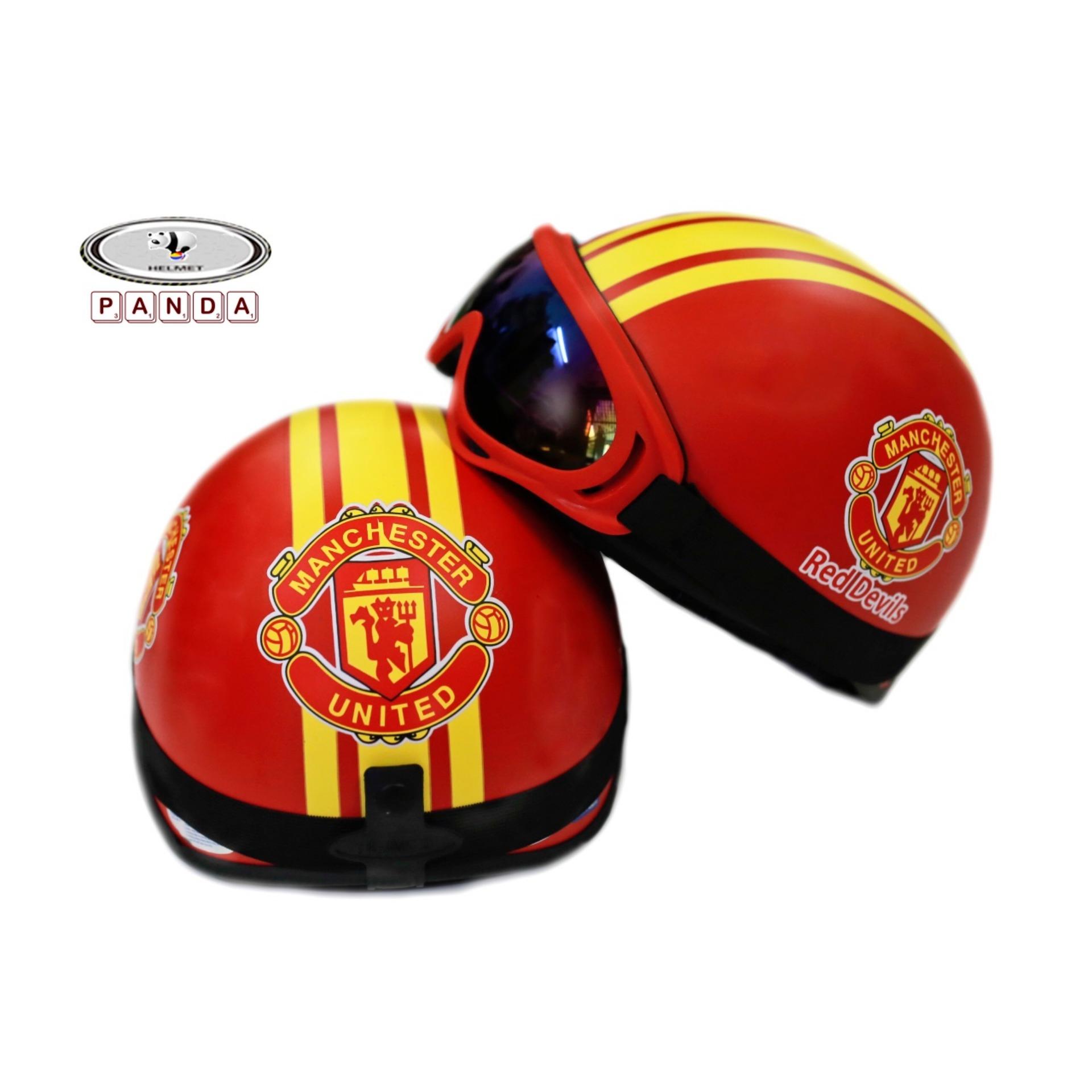 [HCM]Mũ Phượt MU Màu Đỏ kèm kính X400 loại 1