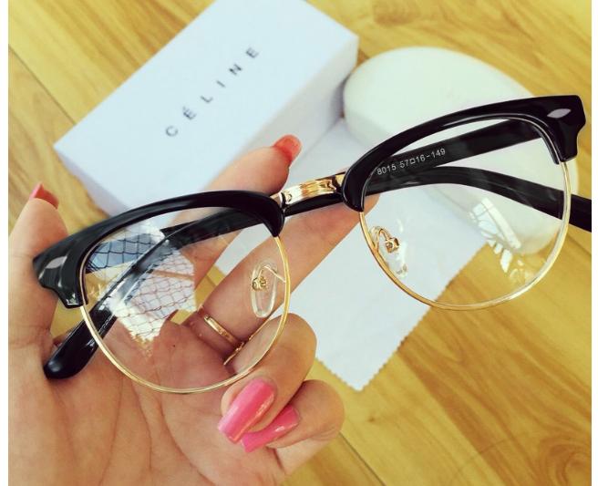 [HCM]Kính Mát nam nữ giả cận nữa gọng nhật hàn -002 (vàng)